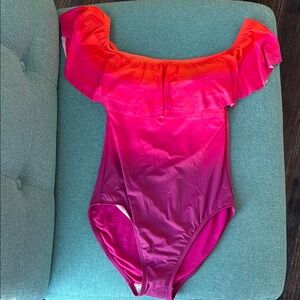 Lauren Ralph Lauren womens Dip-dye Ruffle Off-the-shoulder One-piece